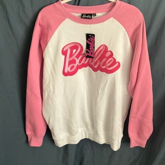 Barbie Mattel: Pink/White Barbie Sweatshirt- cotton blend- XL - Picture 1 of 16